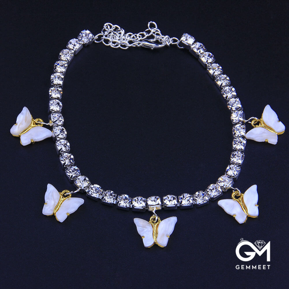 Beach Zircon Resin Butterfly Anklet