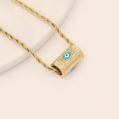 Turquoise Evil Eye Cross Pendant Necklace