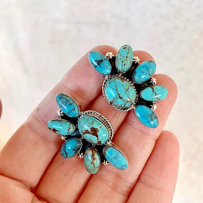 Vintage Bohemia Style Natural Stones Turquoise Earrings