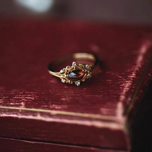 Night Rose-Natural Garnet Ring