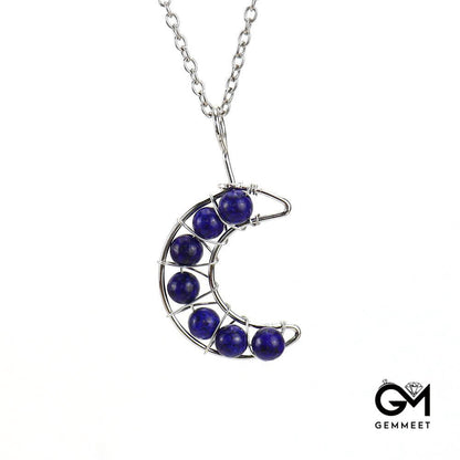 Crystal Multicolor Bead Moon Necklace