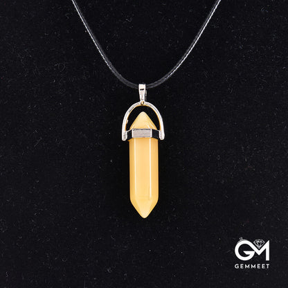 Synthetic Crystal Hexagon Bullet Quartz Point Pendant