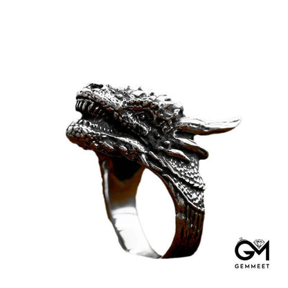 Vintage Stainless Steel Zodiac Dragon Ring