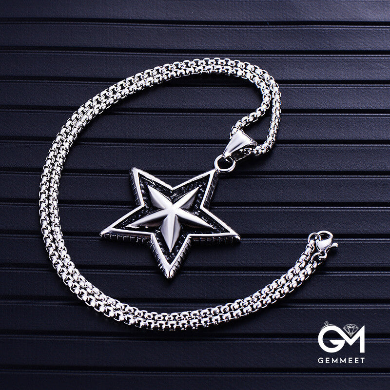 Stainless Steel Pendant Cast Five-pointed Star Necklace