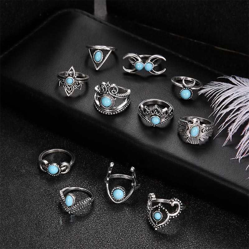 Bohemia Turquoise 11 Pcs Ring Set