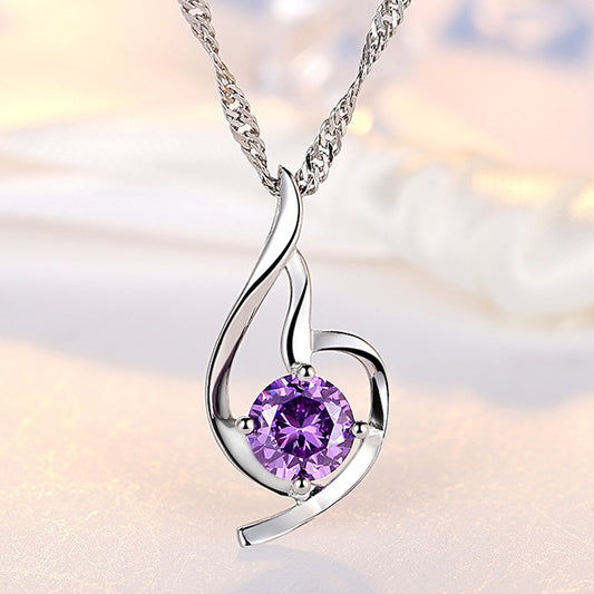 Fashion Simple Angel Purple Zircon Pendant