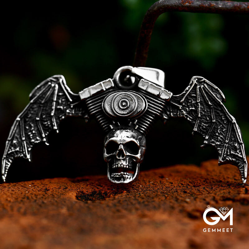 Stainless Steel Bat Skull Pendant