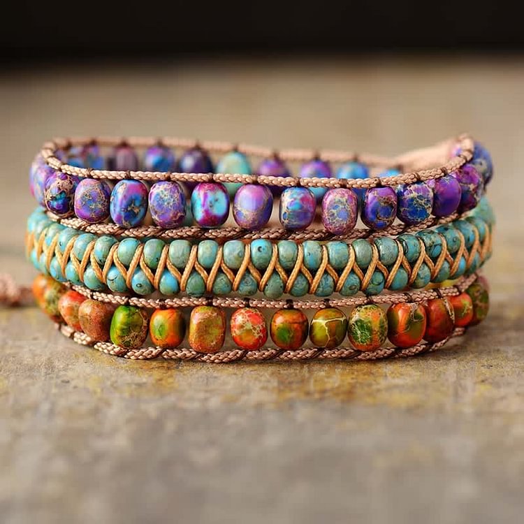 Gorgeous Emperor Stone Three-layer Wrap Bracelet