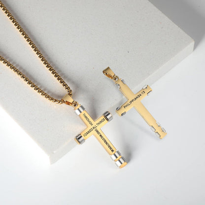 "I CAN DO ALL THINGS" Men's Strength Cross Necklace