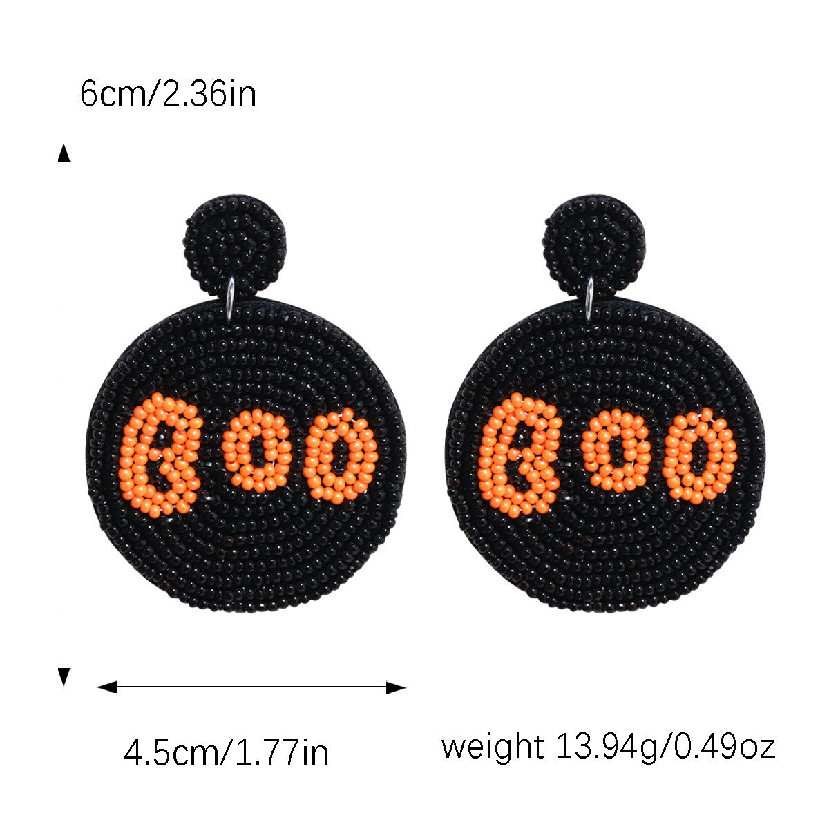 Halloween Handmade Rice Beads Round Letter BOO Funny Earrings