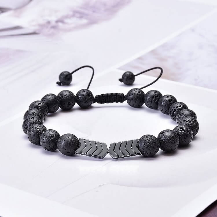 Lava Stone Colorful Magnetite Mens Bracelet