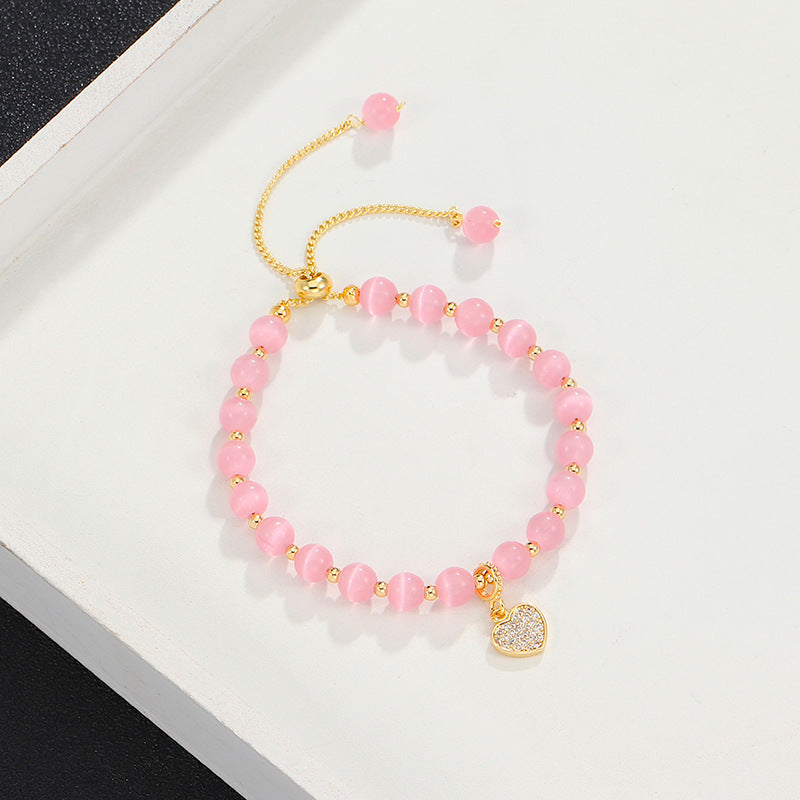 Simple Love Cat's Eye Stone Bracelet