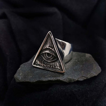 Titanium Steel Knight Masonic Demon Eye Ring