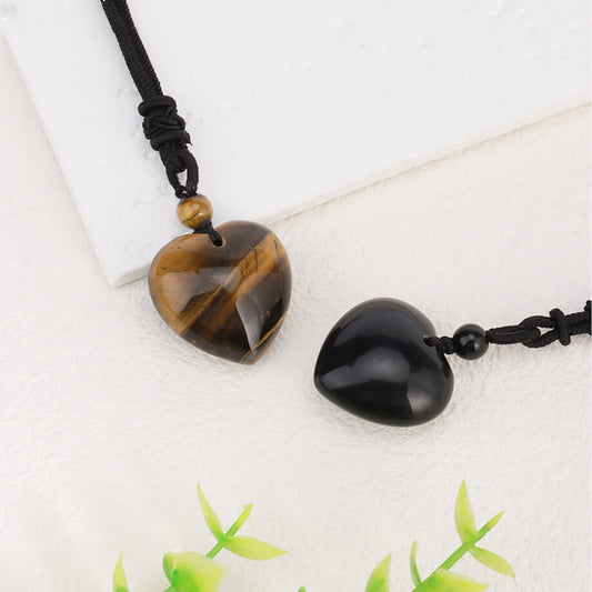 Crystal Agate Nylon Rope Love Pendant