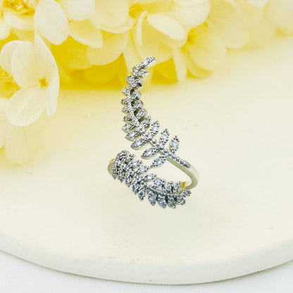 Creative Graceful Leaves Zircon Ring