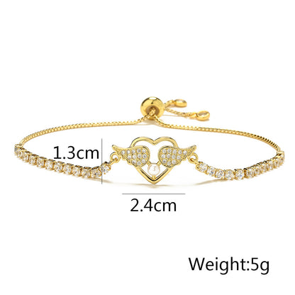 Infinity & Heart Wings Full Stones Tennis Bracelet