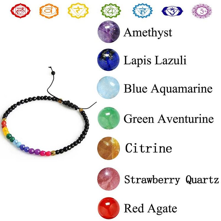 Exquisite Colorful Stone Seven Chakra Yoga Bracelet