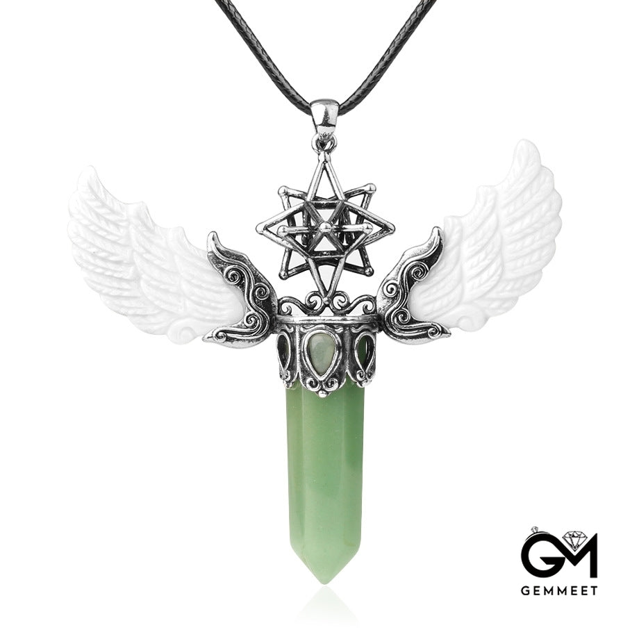 Hollowed Hexagram Crystal Pendant Necklace