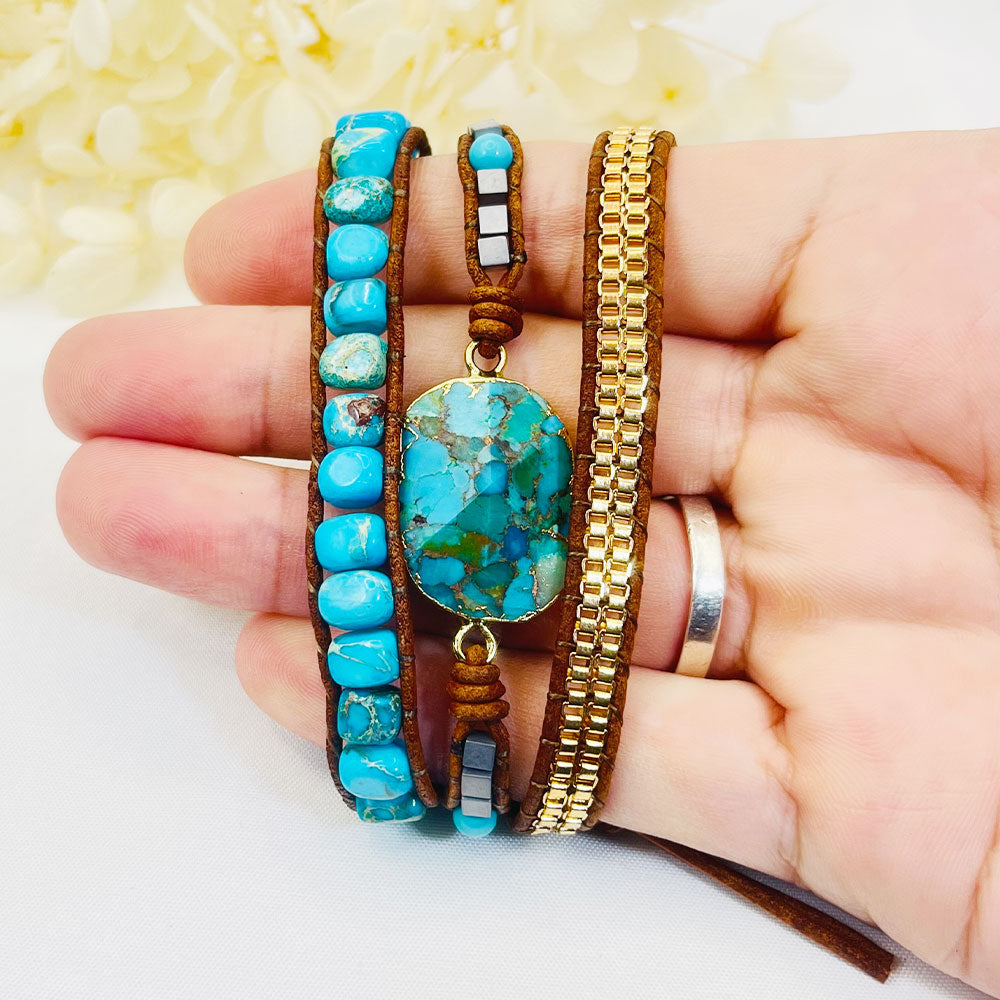 Woven Five-layer Turquoise Bracelet