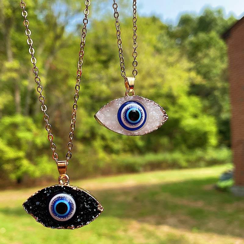 Clear Quartz Evil Eye Energy Necklace