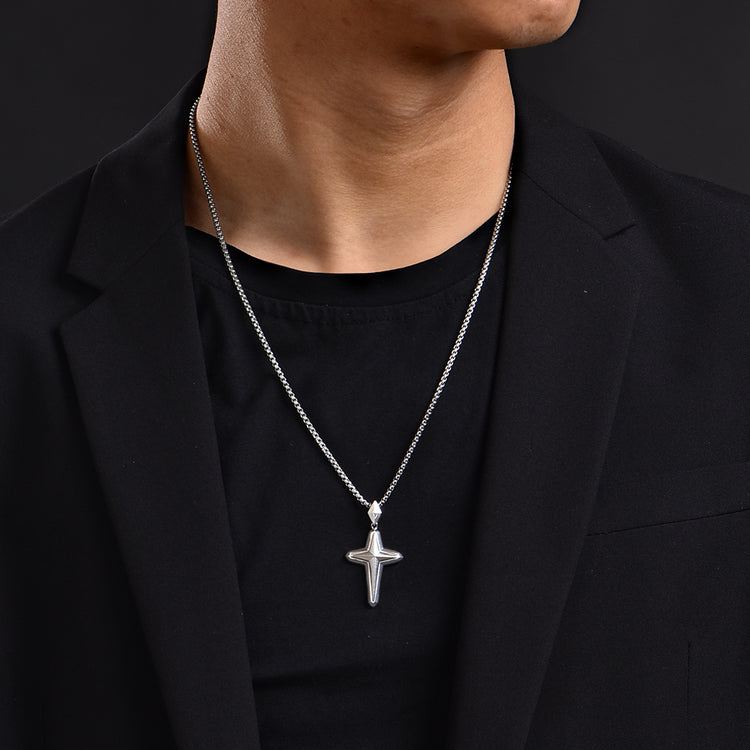 Sterling Silver Light Mark Cross Pendants Necklace