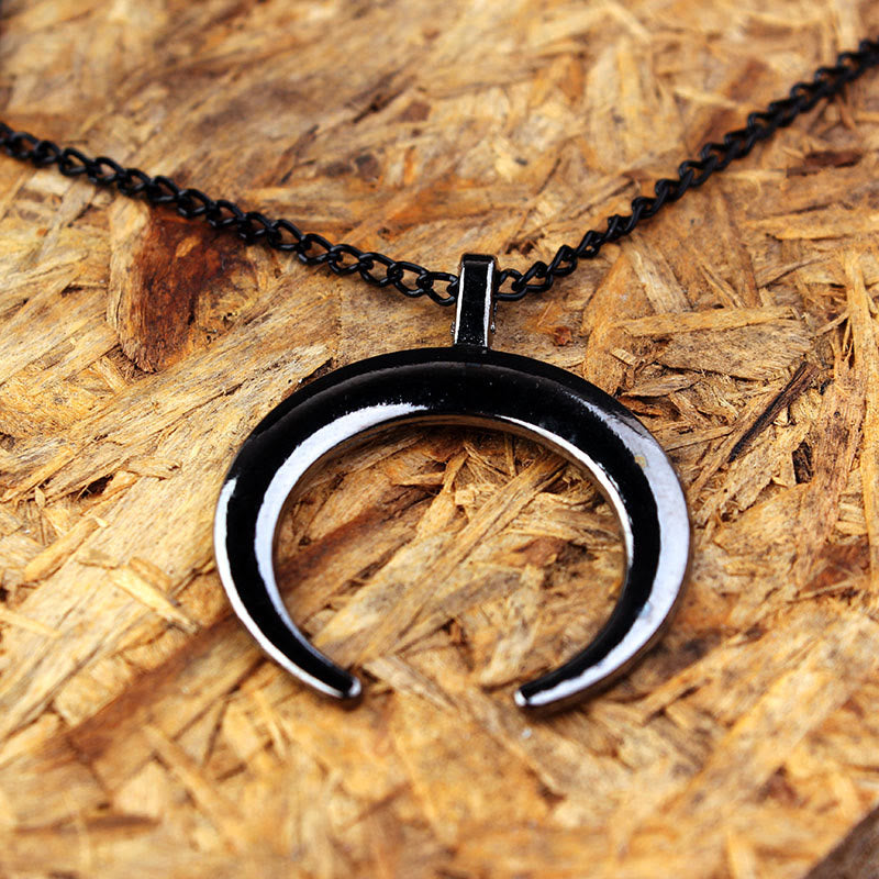 Black Moon Stainless Steel Halloween Necklace