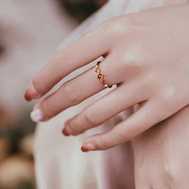 Adjustable Orange Garnet Ring