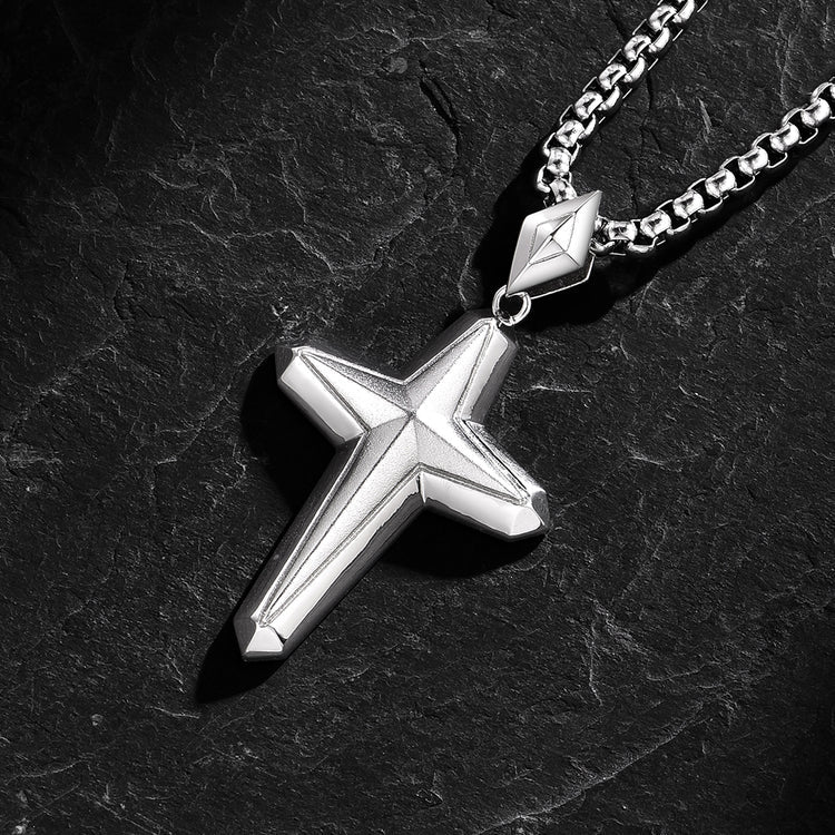 Sterling Silver Light Mark Cross Pendants Necklace