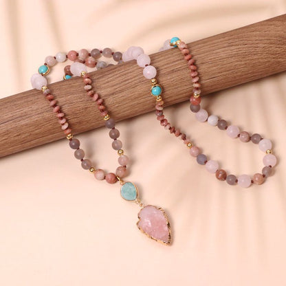 Bohemia Amazonite Pink Crystal Necklace