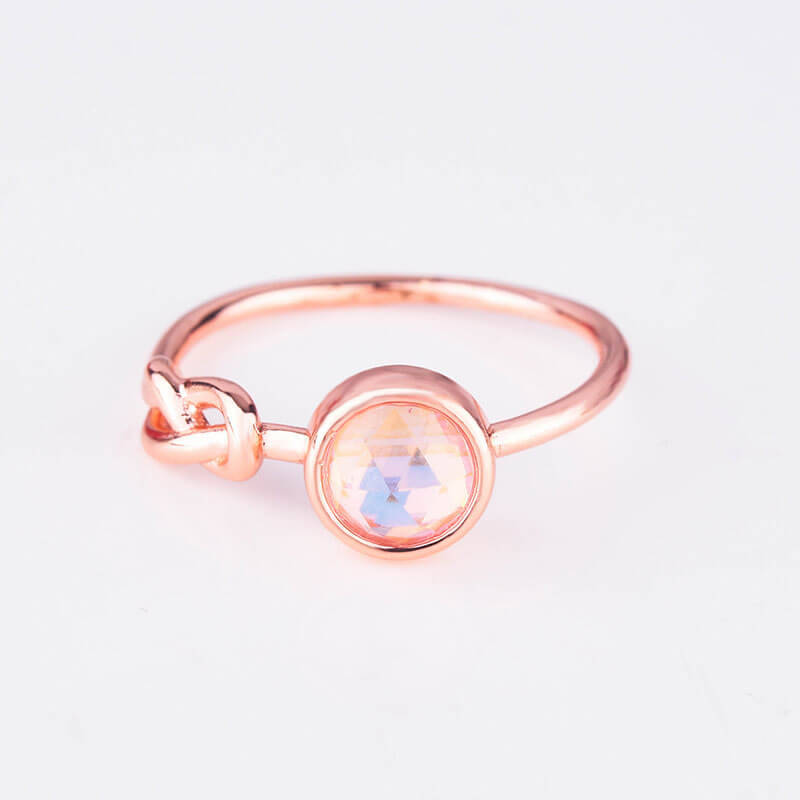 Minimalism Rose Gold Cute Tie Moonstone Ring