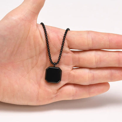 Square Pendant Men Long Sweater Chain Necklace