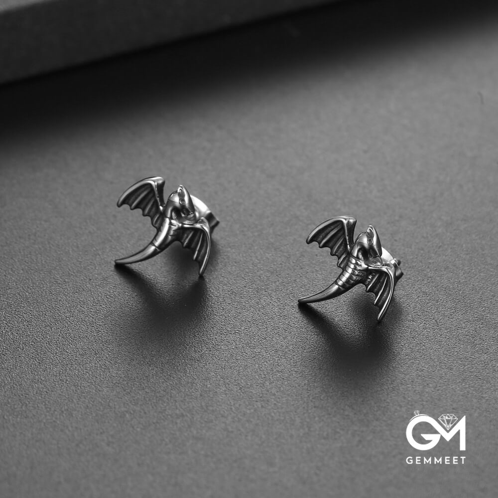 Vintage Titanium Steel Animal Pegasus Earrings