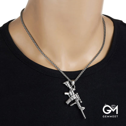 Hip Hop Rock Stainless Steel Gun Pendant Necklace