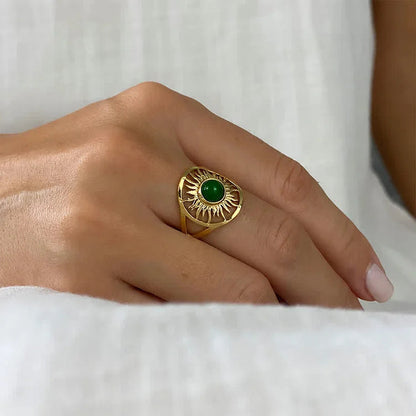 “Sun Arise” - Celestial Green Jade Ring