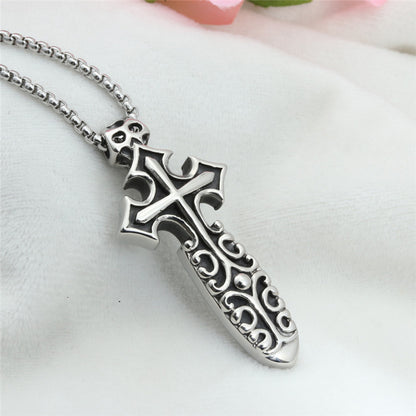 Hip Hop Retro Sword Cross Pendant