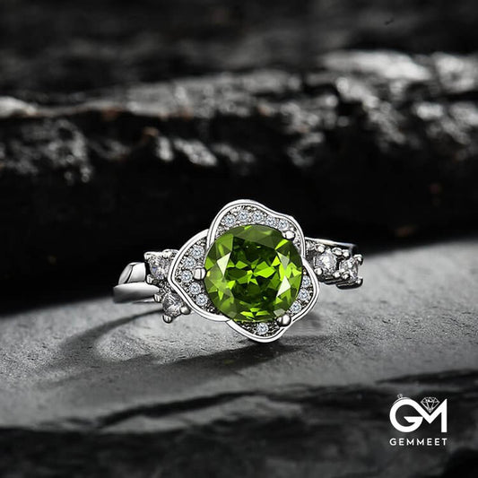 "The Instant Heartbeat" - Peridot with Zircon Empathy Ring