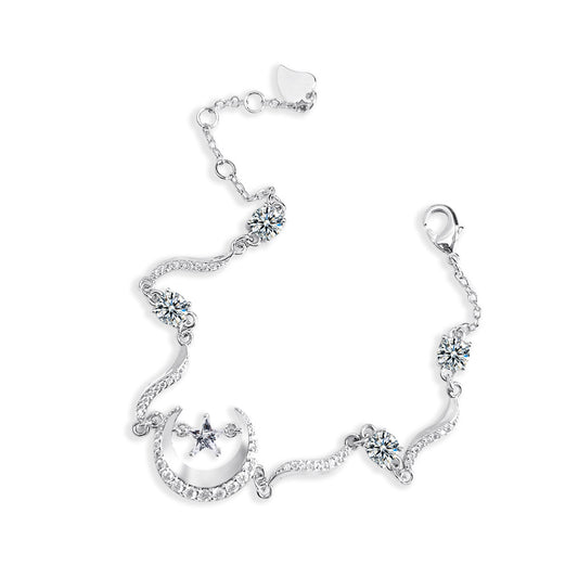 Zircon Star Moon Silver Bracelet