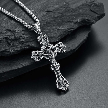 Men's Stainless Steel Gothic Jesus Christ Cross Necklace