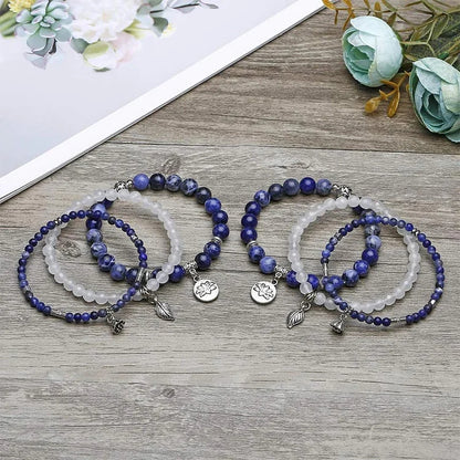 Sodalite Lotus Balance 3 - Piece Bracelet