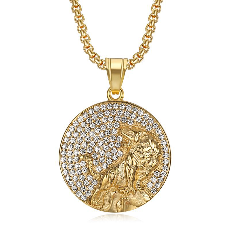 Hip Hop Gold Plated Zircon Tiger Pendant