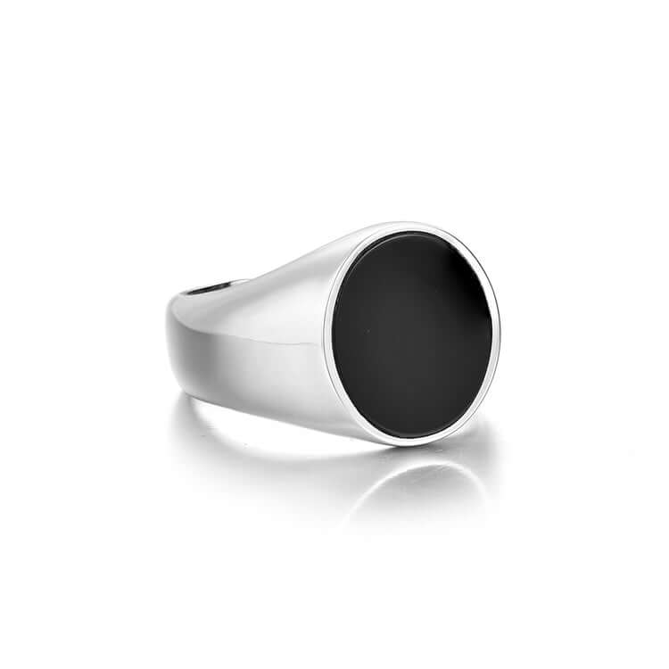 Fashion Men's Black Onyx Round Chain Ring