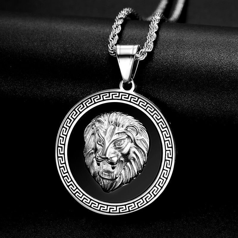 HIPHOP Jewelry Titanium Steel Vacuum Gold-plated Inlaid Zircon Lion Head Pendant