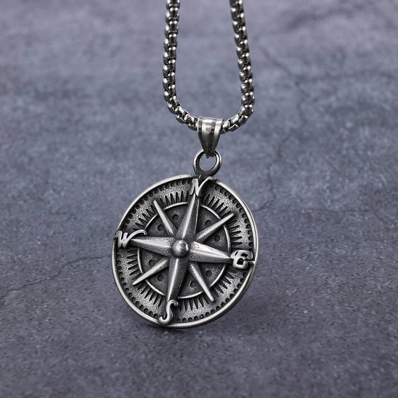 Vintage Compass Stainless Steel Pendant