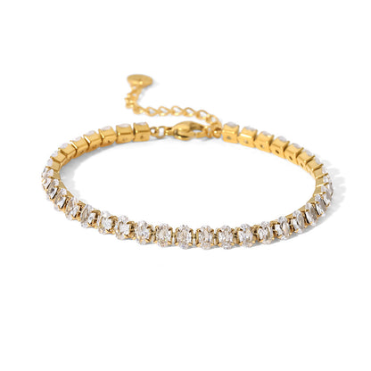 Stainless Steel Oval Zircon Bracelet