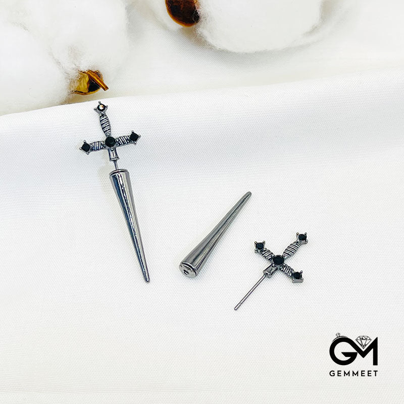 Black Zircon Alloy Grunge E-Girl Aesthetic Gothic Sword Earrings