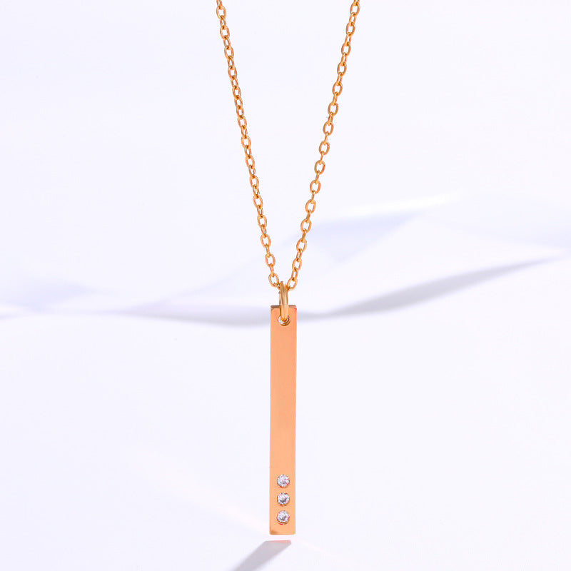 Fashionable Square Simple Geometric Zircon Pendant