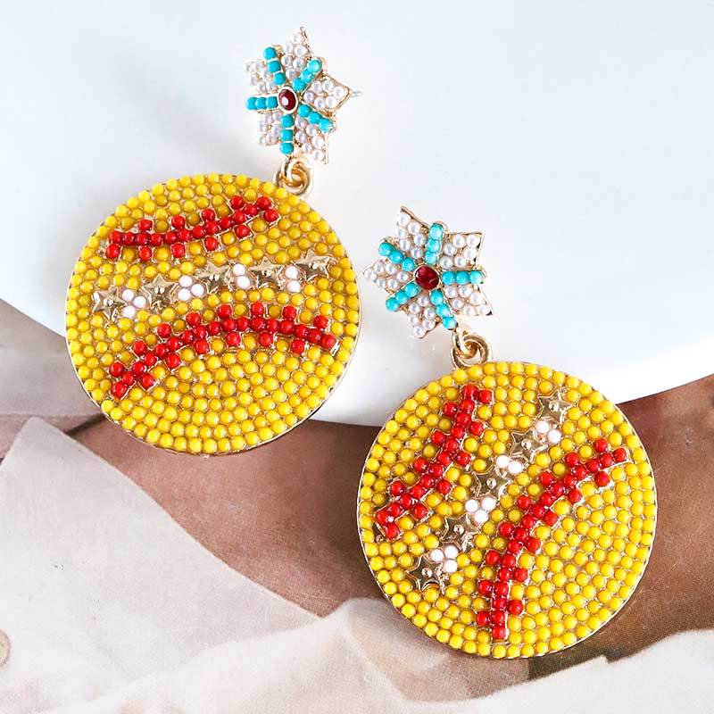 Casual Sports Style Baseball Bead Alloy Earrings