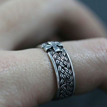 Retro Men's Quad Celtic Knot Cross Ring