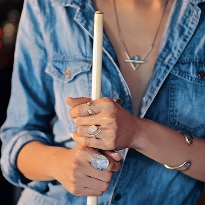 Natural Moonstone Oval Stone Adjustable Ring