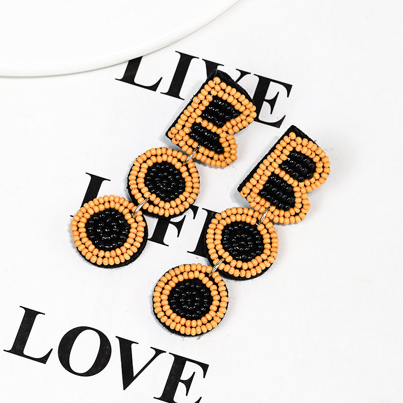 Halloween Letter BOO Scares Handmade Fabric Bead Earrings